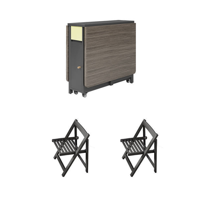 Zeitgenössisches skandinavisches rechteckiges Gummibaumholz Massivholz MDF klappbares Schreibtisch- und Stuhl-Set mit 1 Schublade für Wohnzimmer und Esszimmer 