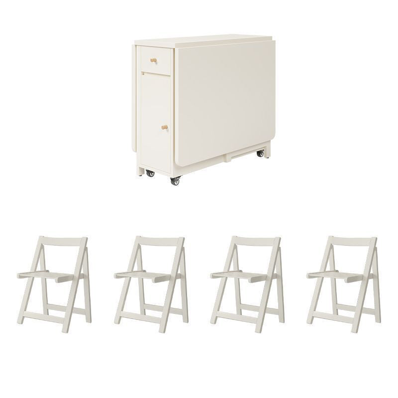 Zeitgenössisches skandinavisches rechteckiges Gummibaumholz Massivholz MDF klappbares Schreibtisch- und Stuhl-Set mit 1 Schublade für Wohnzimmer und Esszimmer 