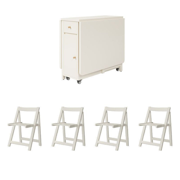 Zeitgenössisches skandinavisches rechteckiges Gummibaumholz Massivholz MDF klappbares Schreibtisch- und Stuhl-Set mit 1 Schublade für Wohnzimmer und Esszimmer 