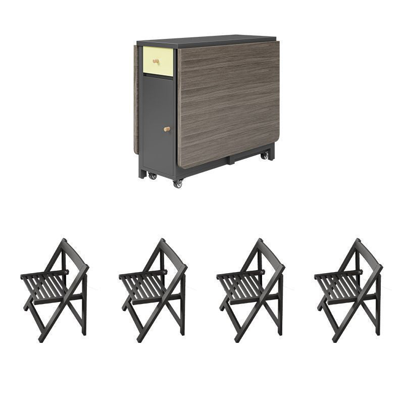 Zeitgenössisches skandinavisches rechteckiges Gummibaumholz Massivholz MDF klappbares Schreibtisch- und Stuhl-Set mit 1 Schublade für Wohnzimmer und Esszimmer 