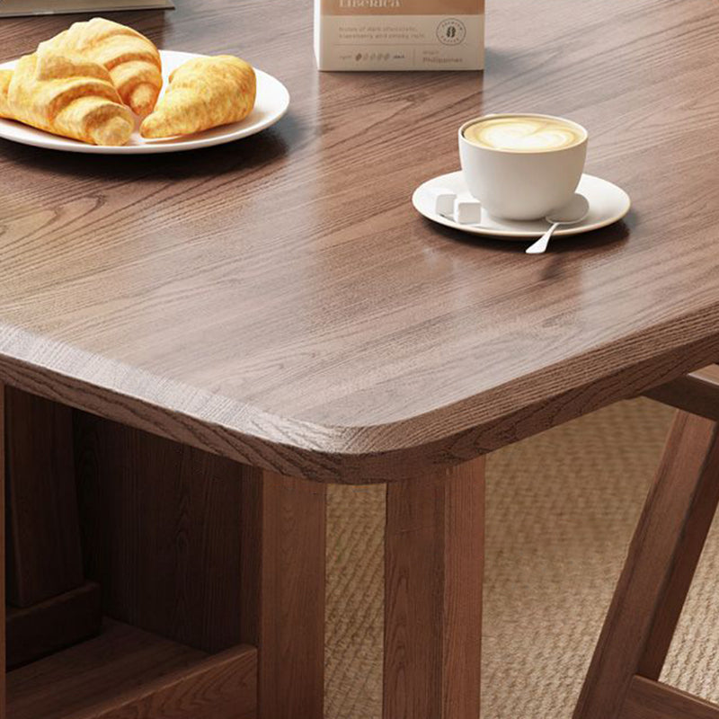 Contemporary Scandinavian Rectangular Rubberwood Plywood Foldable Desk &amp; Chair Set For Living Room &amp; Dining Room