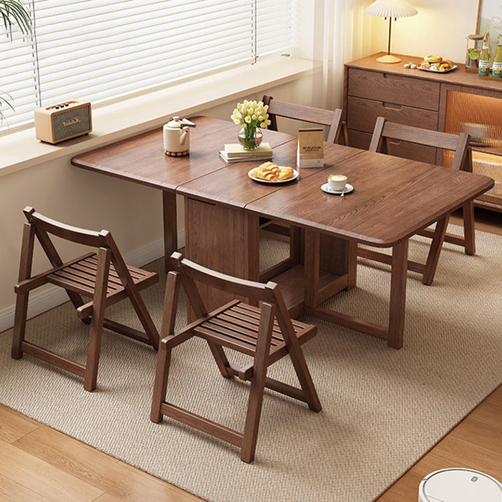 Contemporary Scandinavian Rectangular Rubberwood Plywood Foldable Desk & Chair Set For Living Room & Dining Room