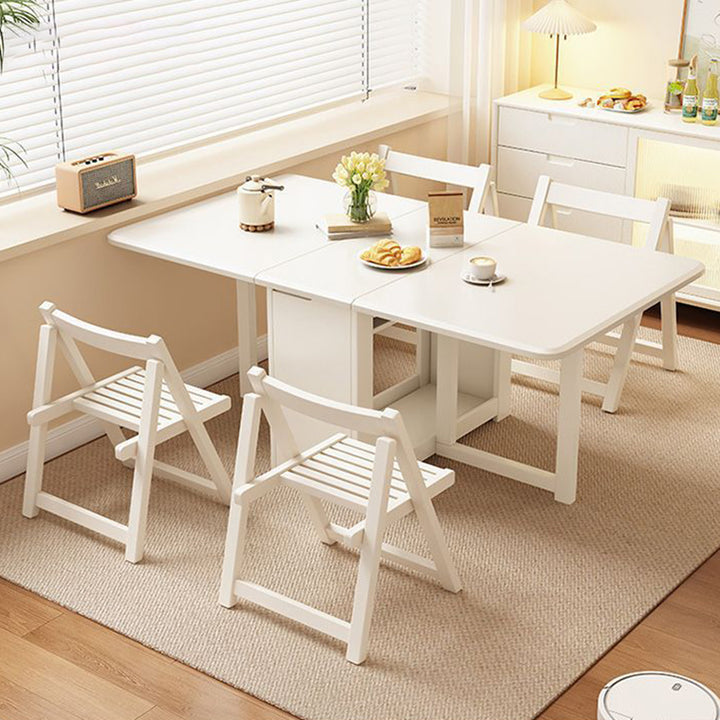 Contemporary Scandinavian Rectangular Rubberwood Plywood Foldable Desk &amp; Chair Set For Living Room &amp; Dining Room