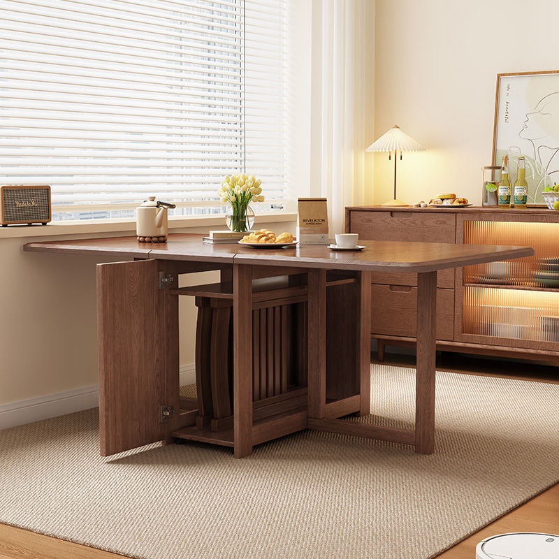 Contemporary Scandinavian Rectangular Rubberwood Plywood Foldable Desk &amp; Chair Set For Living Room &amp; Dining Room