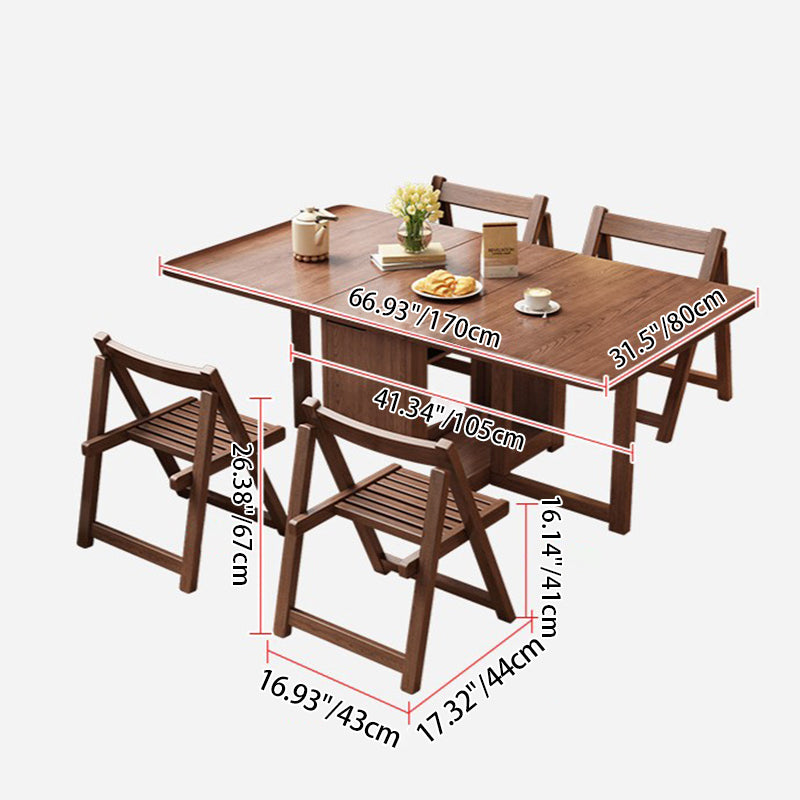 Contemporary Scandinavian Rectangular Rubberwood Plywood Foldable Desk &amp; Chair Set For Living Room &amp; Dining Room