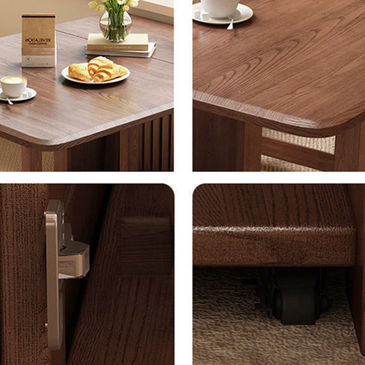 Contemporary Scandinavian Rectangular Rubberwood Plywood Foldable Desk &amp; Chair Set For Living Room &amp; Dining Room