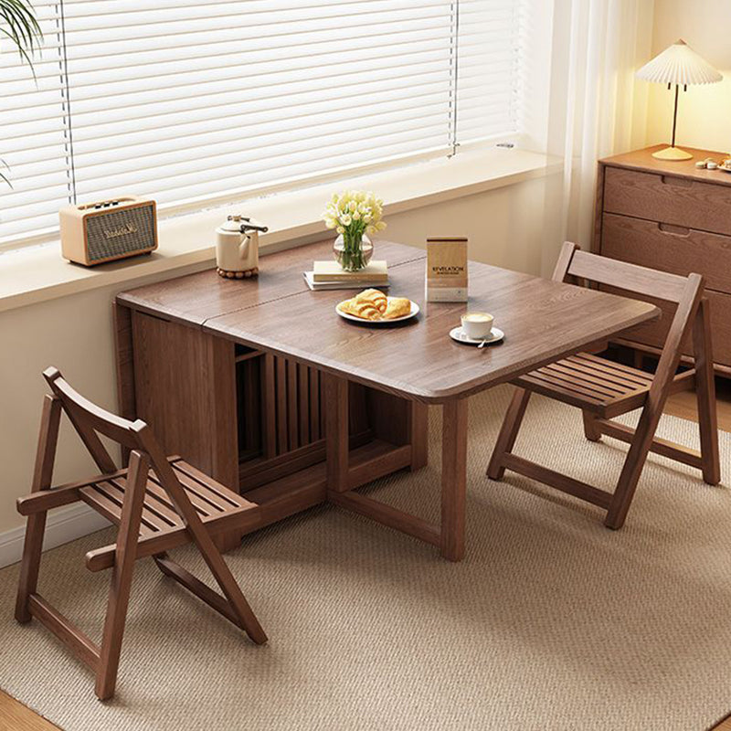 Contemporary Scandinavian Rectangular Rubberwood Plywood Foldable Desk &amp; Chair Set For Living Room &amp; Dining Room
