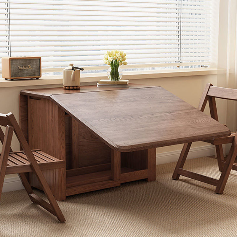 Contemporary Scandinavian Rectangular Rubberwood Plywood Foldable Desk &amp; Chair Set For Living Room &amp; Dining Room