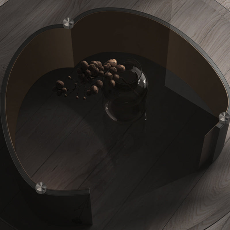 Modern Luxury Round Tempered Glass Stainless Steel Plated Coffee Table For Living Room