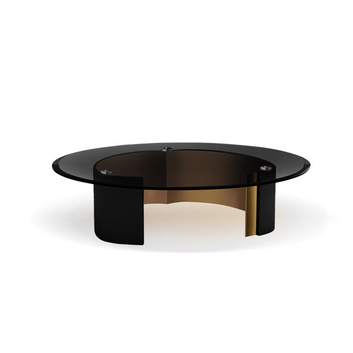 Modern Luxury Round Tempered Glass Stainless Steel Plated Coffee Table For Living Room