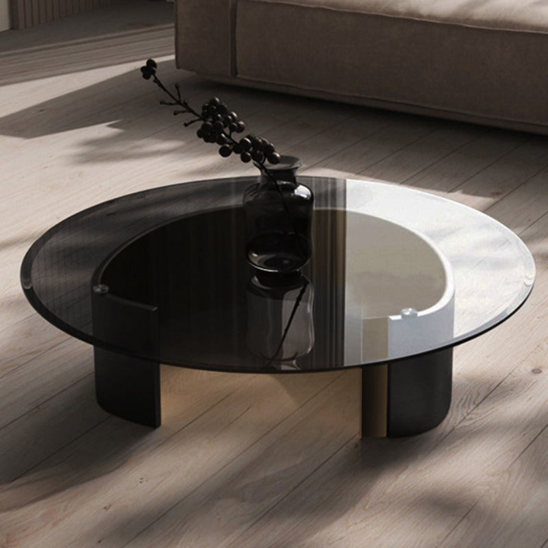 Modern Luxury Round Tempered Glass Stainless Steel Plated Coffee Table For Living Room
