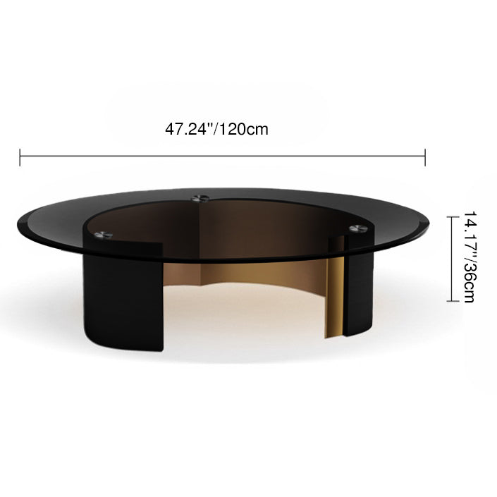 Modern Luxury Round Tempered Glass Stainless Steel Plated Coffee Table For Living Room