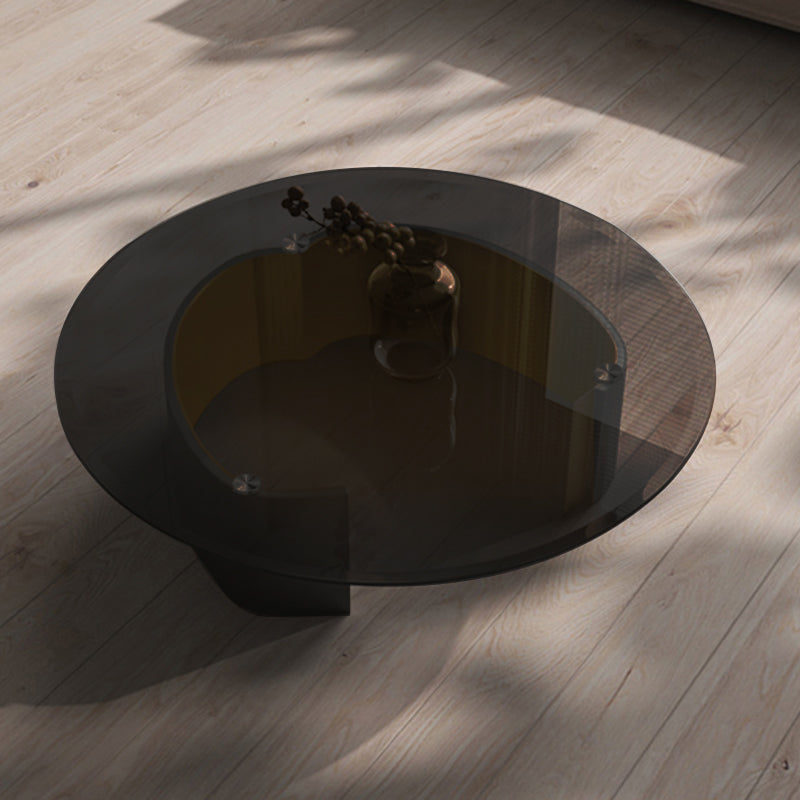 Modern Luxury Round Tempered Glass Stainless Steel Plated Coffee Table For Living Room
