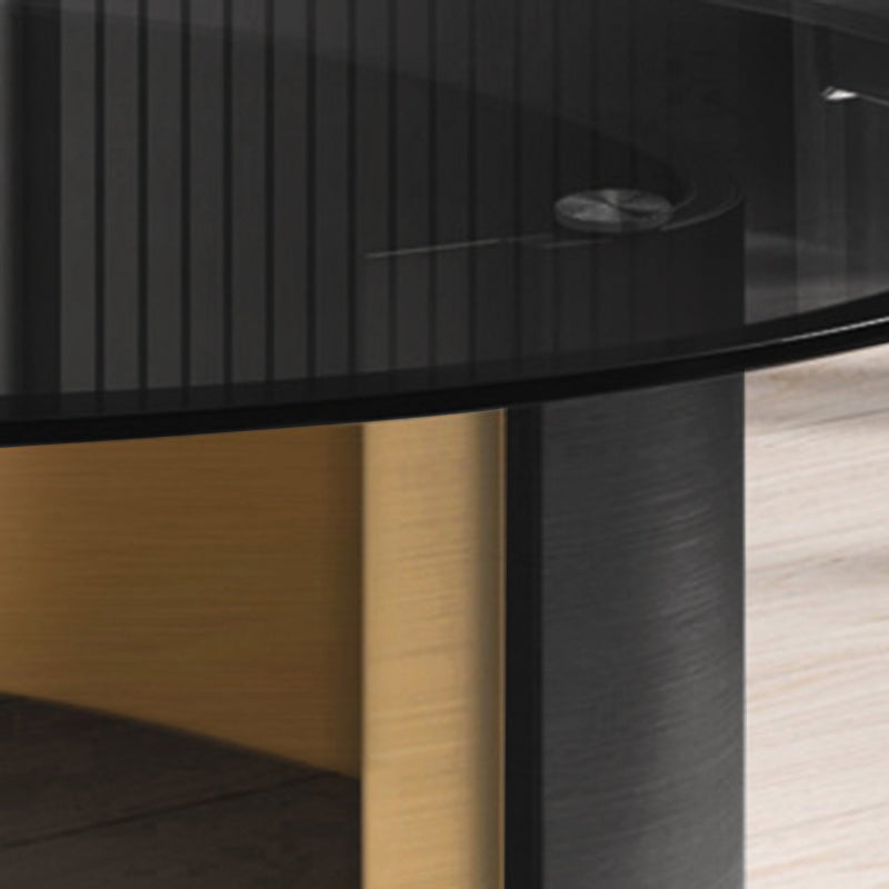 Modern Luxury Round Tempered Glass Stainless Steel Plated Coffee Table For Living Room