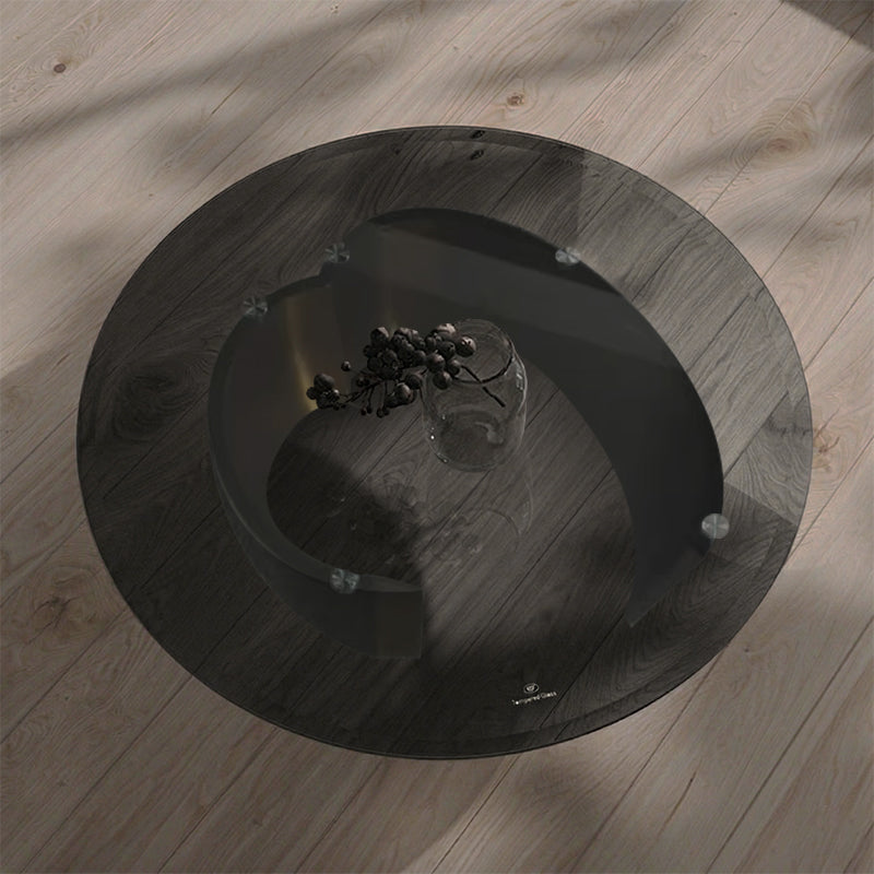 Modern Luxury Round Tempered Glass Stainless Steel Plated Coffee Table For Living Room