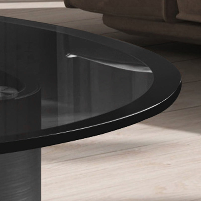 Modern Luxury Round Tempered Glass Stainless Steel Plated Coffee Table For Living Room