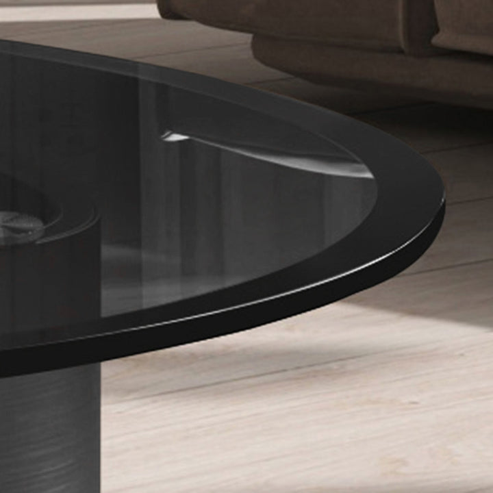 Modern Luxury Round Tempered Glass Stainless Steel Plated Coffee Table For Living Room
