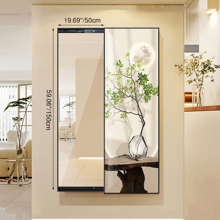 Espejo de longitud completa decorativo contemporáneo de vidrio flotante rectangular PS Push-Slide para sala de estar y entradas 