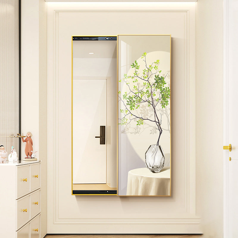 Espejo de longitud completa decorativo contemporáneo de vidrio flotante rectangular PS Push-Slide para sala de estar y entradas 