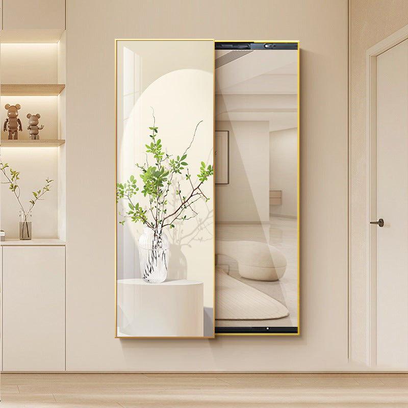 Espejo de longitud completa decorativo contemporáneo de vidrio flotante rectangular PS Push-Slide para sala de estar y entradas 