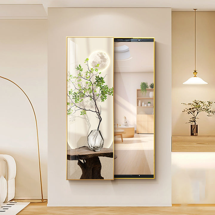 Espejo de longitud completa decorativo contemporáneo de vidrio flotante rectangular PS Push-Slide para sala de estar y entradas 