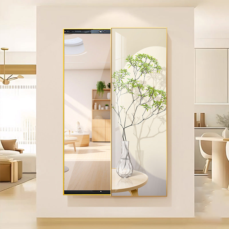 Espejo de longitud completa decorativo contemporáneo de vidrio flotante rectangular PS Push-Slide para sala de estar y entradas 