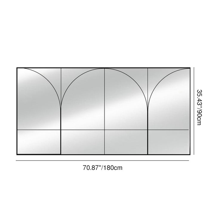 Miroir mural décoratif rectangulaire traditionnel français en fer et verre trempé pour salon 