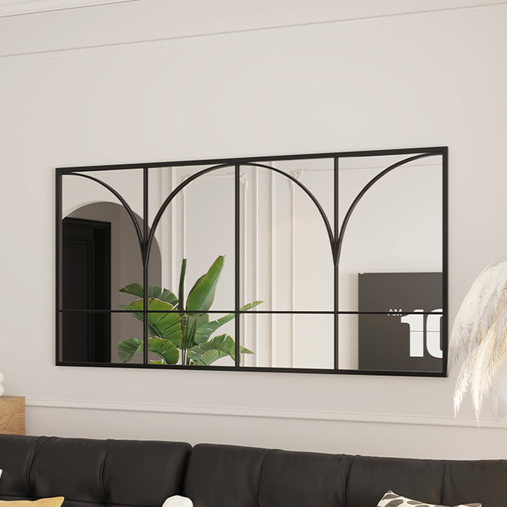 Miroir mural décoratif rectangulaire traditionnel français en fer et verre trempé pour salon 
