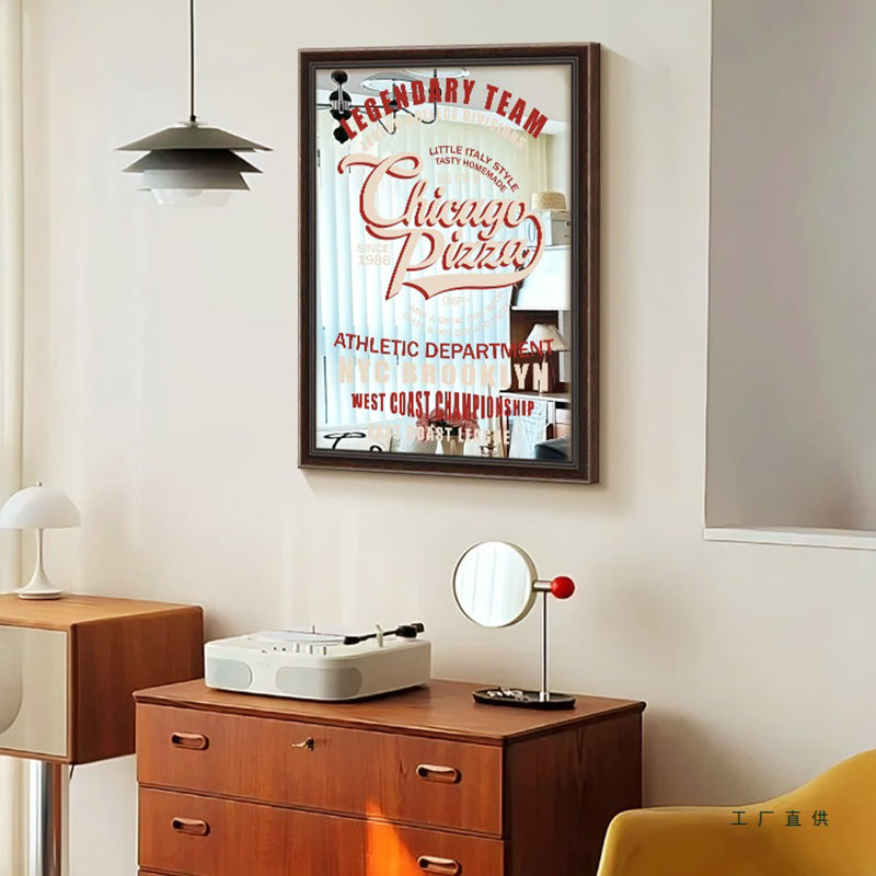 Moderner Art Deco rechteckiger Maillard-Stil PS Acrylglas-Wandspiegel für Schlafzimmer &amp; Wohnzimmer 