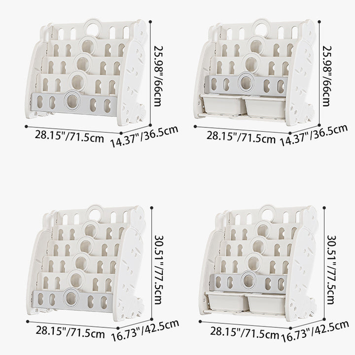 Zeitgenössisches kreatives rechteckiges karottenförmiges HDPE-Kinder-Desktop-Bücherregal 4/5-Etagen für Schlafzimmer &amp; Studium 