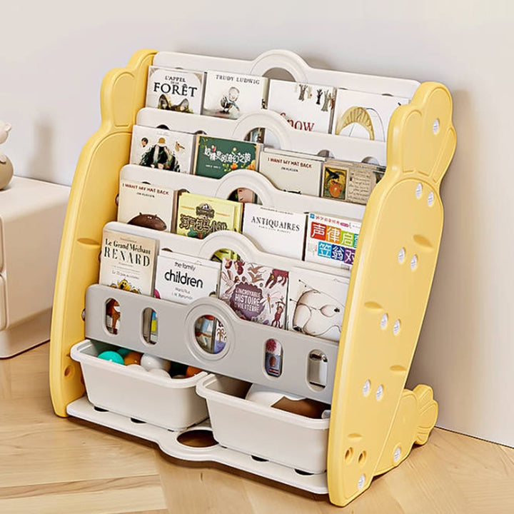 Zeitgenössisches kreatives rechteckiges karottenförmiges HDPE-Kinder-Desktop-Bücherregal 4/5-Etagen für Schlafzimmer &amp; Studium 