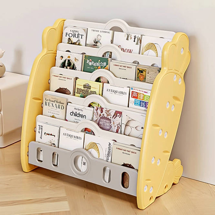 Zeitgenössisches kreatives rechteckiges karottenförmiges HDPE-Kinder-Desktop-Bücherregal 4/5-Etagen für Schlafzimmer &amp; Studium 
