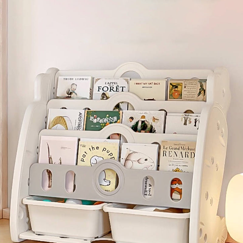 Zeitgenössisches kreatives rechteckiges karottenförmiges HDPE-Kinder-Desktop-Bücherregal 4/5-Etagen für Schlafzimmer &amp; Studium 