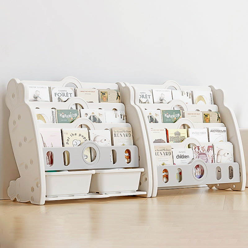 Zeitgenössisches kreatives rechteckiges karottenförmiges HDPE-Kinder-Desktop-Bücherregal 4/5-Etagen für Schlafzimmer &amp; Studium 