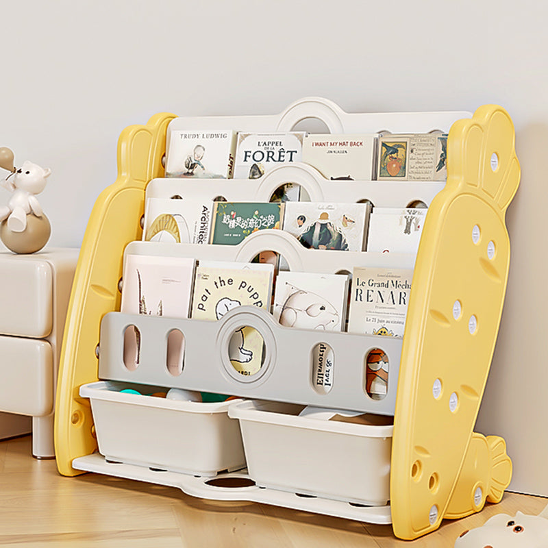 Zeitgenössisches kreatives rechteckiges karottenförmiges HDPE-Kinder-Desktop-Bücherregal 4/5-Etagen für Schlafzimmer &amp; Studium 