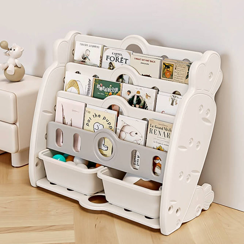 Zeitgenössisches kreatives rechteckiges karottenförmiges HDPE-Kinder-Desktop-Bücherregal 4/5-Etagen für Schlafzimmer &amp; Studium 