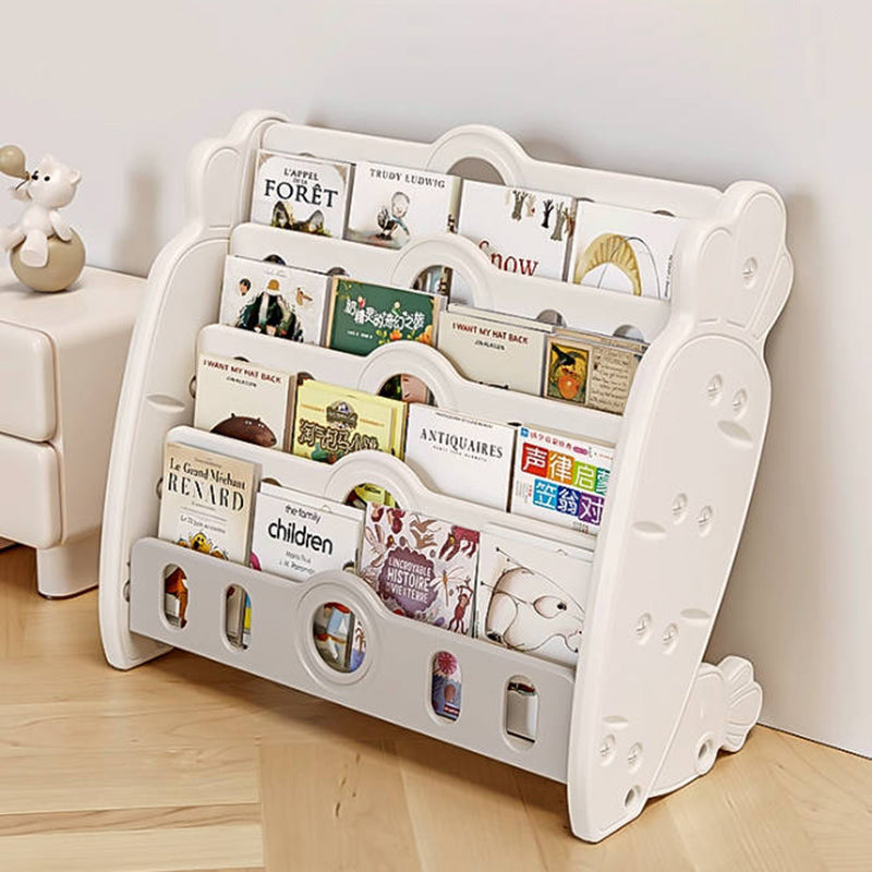 Zeitgenössisches kreatives rechteckiges karottenförmiges HDPE-Kinder-Desktop-Bücherregal 4/5-Etagen für Schlafzimmer &amp; Studium 