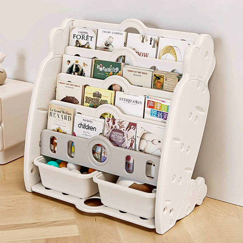 Zeitgenössisches kreatives rechteckiges karottenförmiges HDPE-Kinder-Desktop-Bücherregal 4/5-Etagen für Schlafzimmer &amp; Studium 