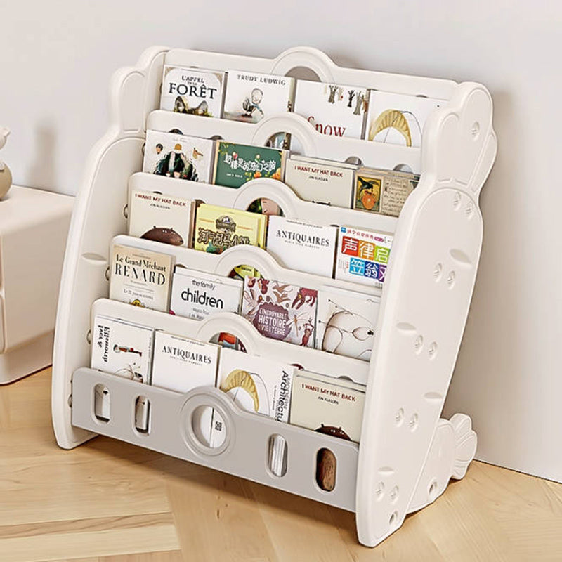 Zeitgenössisches kreatives rechteckiges karottenförmiges HDPE-Kinder-Desktop-Bücherregal 4/5-Etagen für Schlafzimmer &amp; Studium 