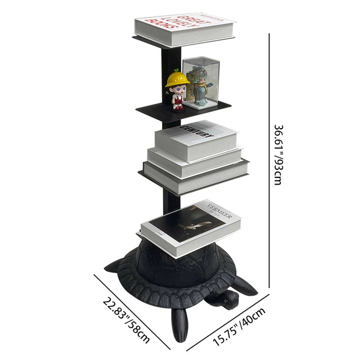 Contemporary Creative Round Turtle-Shaped Carbon Steel Bookshelf 4-Tier For Living Room