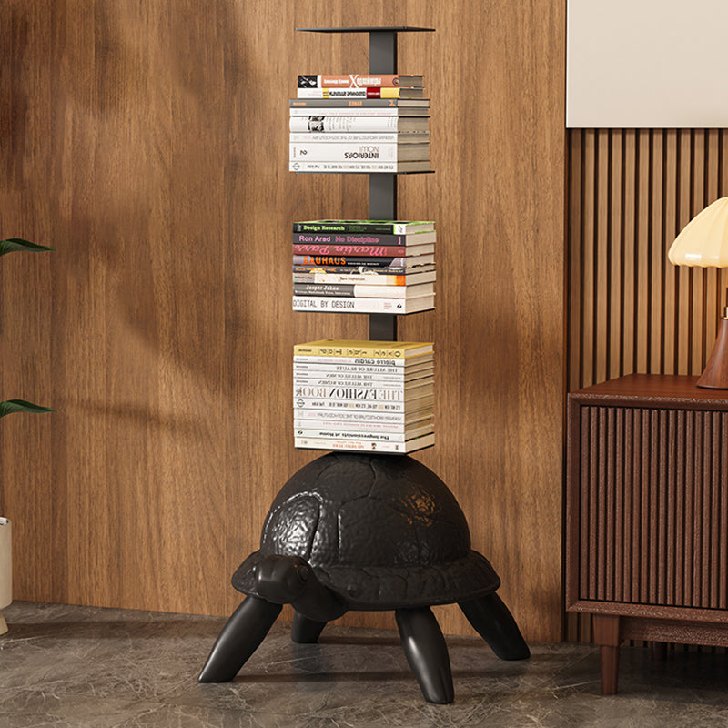 Zeitgenössisches kreatives rundes schildkrötenförmiges Bücherregal aus Kohlenstoffstahl mit 4 Ebenen für das Wohnzimmer 