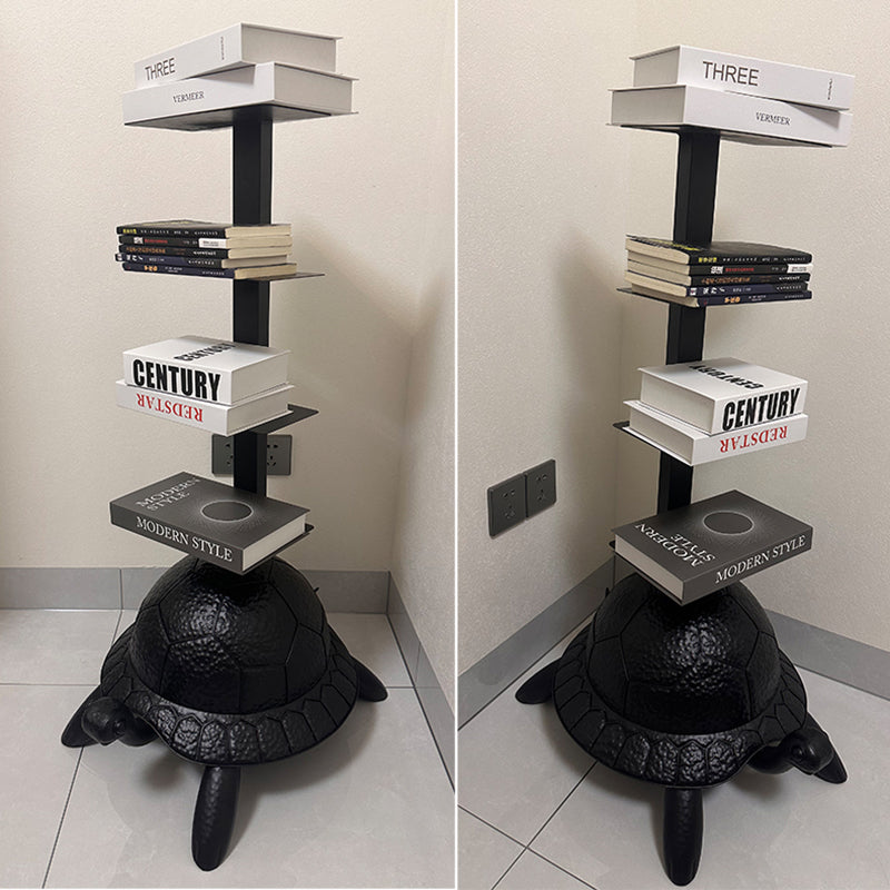 Zeitgenössisches kreatives rundes schildkrötenförmiges Bücherregal aus Kohlenstoffstahl mit 4 Ebenen für das Wohnzimmer 