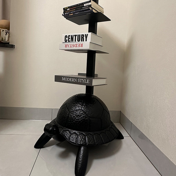 Contemporary Creative Round Turtle-Shaped Carbon Steel Bookshelf 4-Tier For Living Room