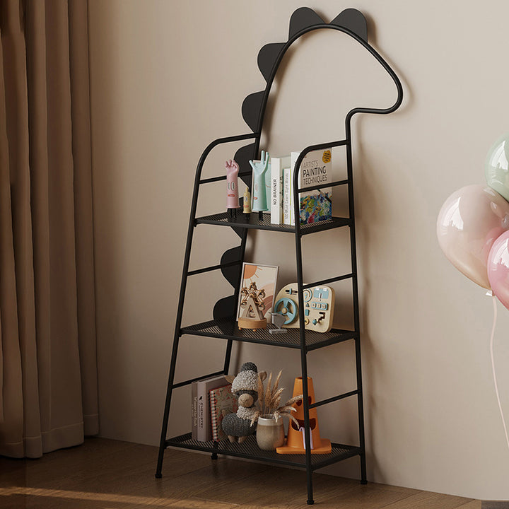 Zeitgenössisches kreatives rechteckiges dinosaurierförmiges Eisen-Kinderregal 3-stufig für Wohnzimmer &amp; Schlafzimmer 