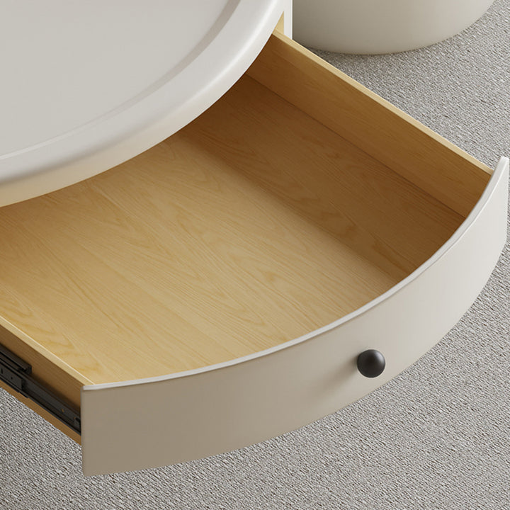Contemporary Scandinavian Round Multi-Layer Solid Wood Panel Solid Pine Wood Fiberglass Snowman Coffee Table Combination 1-Drawer For Living Room