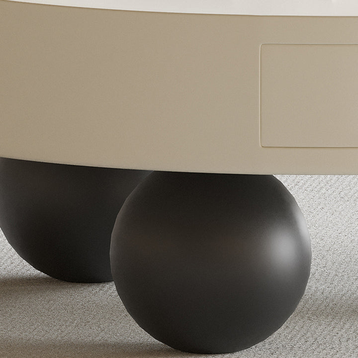 Contemporary Scandinavian Round Multi-Layer Solid Wood Panel Solid Pine Wood Fiberglass Snowman Coffee Table Combination 1-Drawer For Living Room