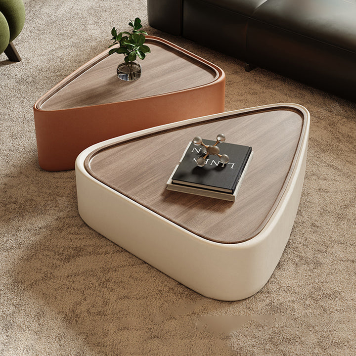 Moderner Luxus Dreieckiger Furnierter Mehrschichtiger Massivholzpaneel Kunstleder Couchtisch Kombination 1-Schrank Für Wohnzimmer 
