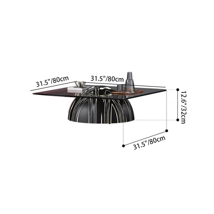 Table basse combinée moderne de luxe carrée plaquée E0 en panneau de fibres à densité moyenne écologique avec verre trempé pour salon 