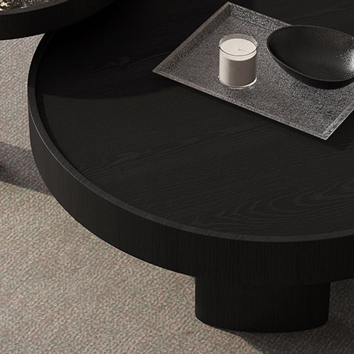Table basse combinée moderne de luxe ronde en placage E0 écologique, panneau multicouche en bois massif, marbre naturel, pour salon 