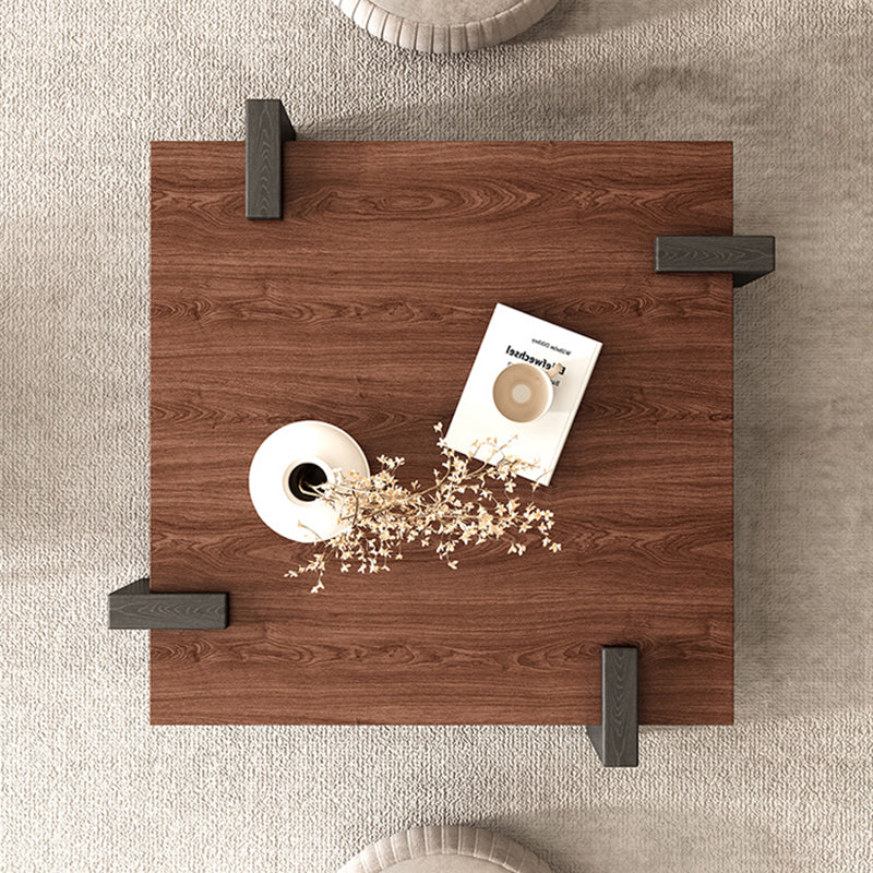 Traditional Japanese Square Solid Wood Eco-Board Wabi-Sabi Coffee Table For Living Room